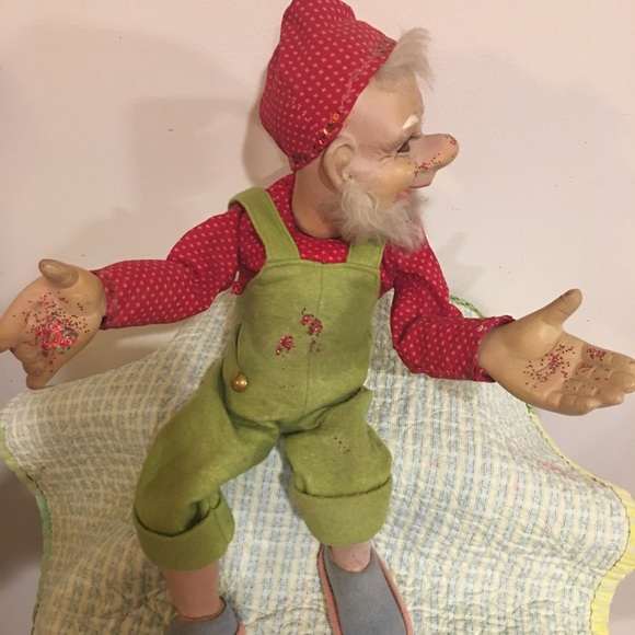 Elf Sawdust Composite Antique Doll 16” tall real looking eyes-Lashes Animal hair - Picture 4 of 10